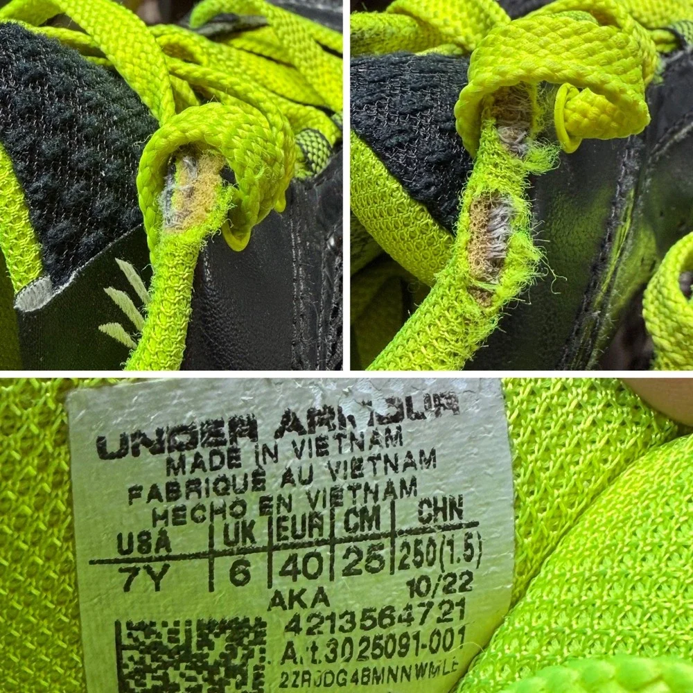 Under Armour Steph Curry 3Z6 Basketball Shoes Kids 7Y Black Neon Green Sneakers